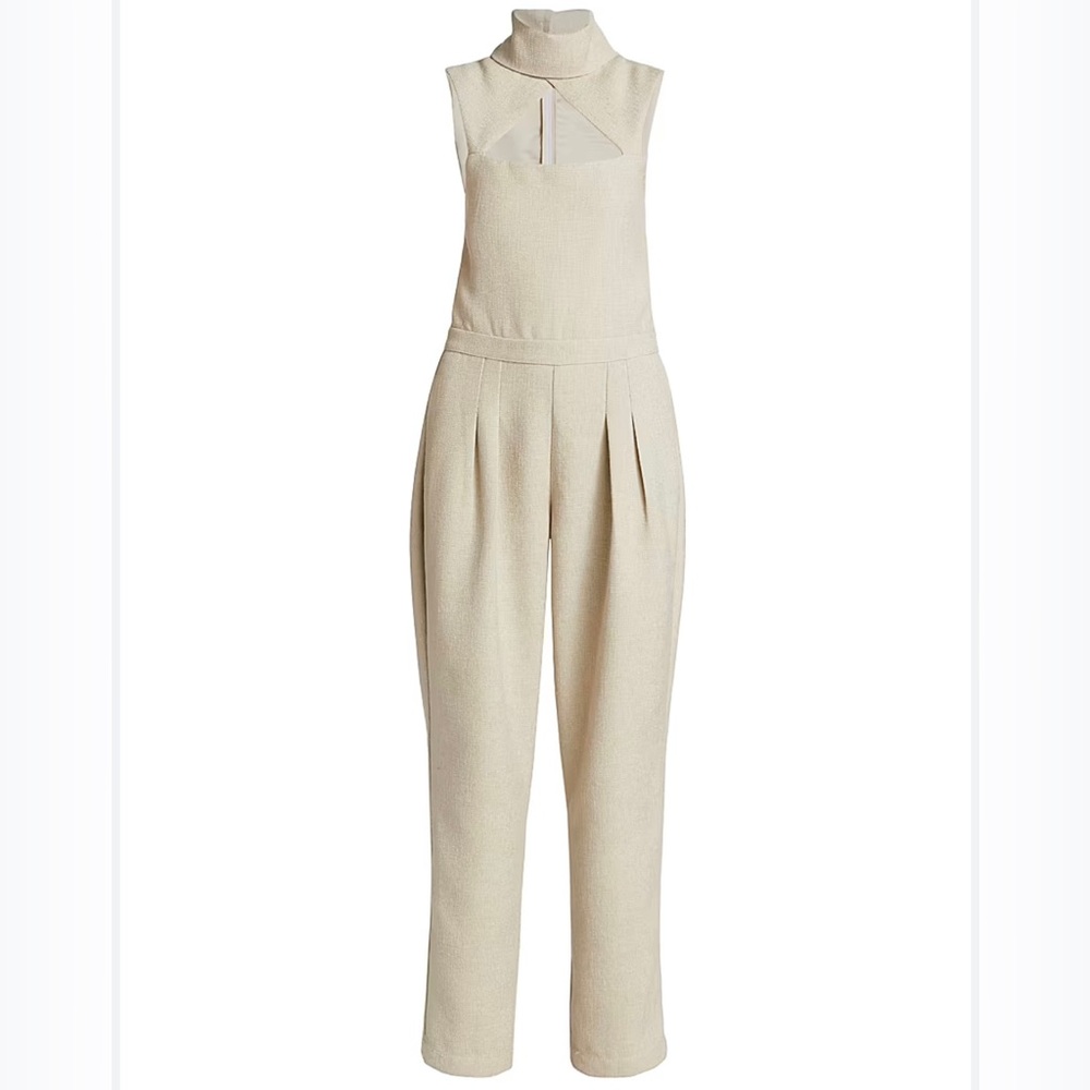 IZAYLA women new beige cut out jumpsuit. Chic summer outfit new size 2